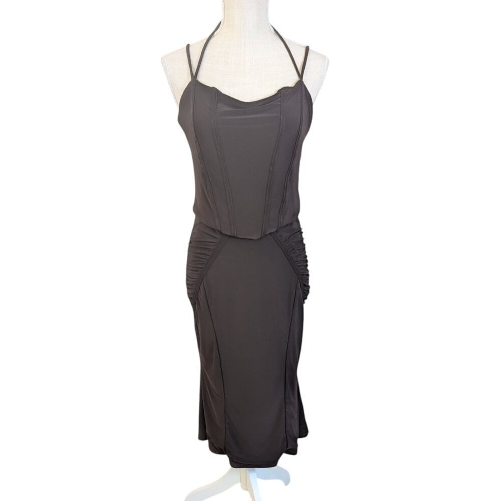 Fashion Nova Brown Mermaid Midi Skirt Set XL Halter Corset